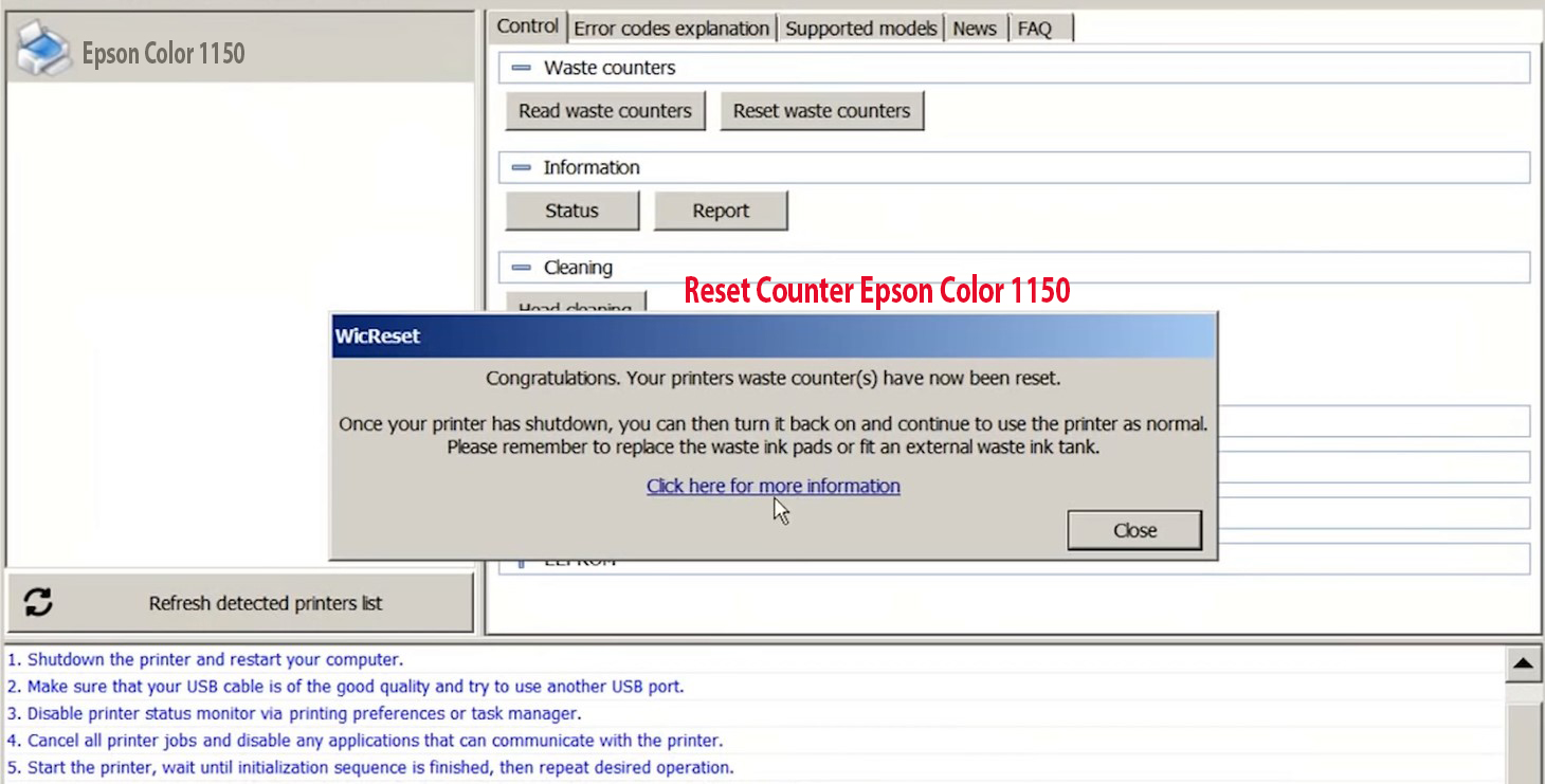 Reset Epson Color 1150 Step 7
